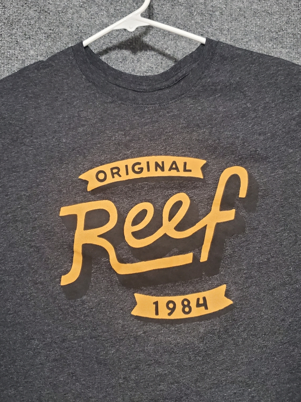 Reef Shirt Mens Large Gray Surf Spell Out Outdoor Grunge Skate Y2K Retro Nature